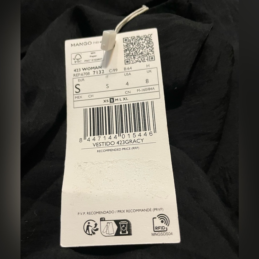 Sz S mango Vestigo black Gracy Textured Dress In a svelte, textured fabric, - Picture 8 of 15